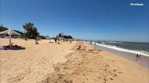 Голубицкая Азовское море Центральный пляж сегодня 17 июля 2025. Погода в Голубицкой сейчас.
