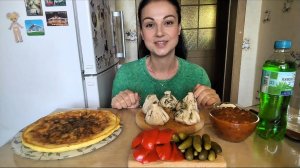 Мукбанг🥟Хинкали, лобио, Ленивый хачапури 🥗🥒