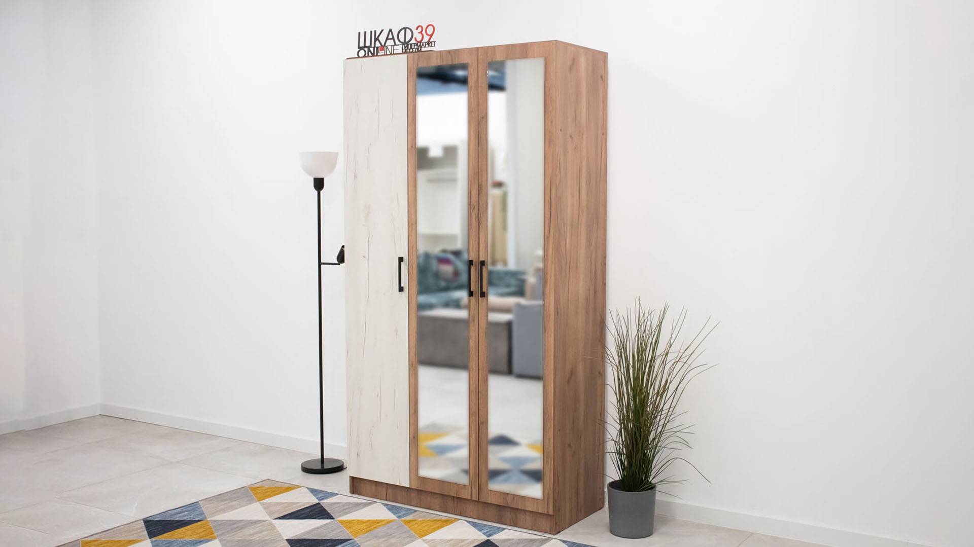 Вегас Шкаф 120 дуб крафт табачный/дуб крафт белый смотреть онлайн