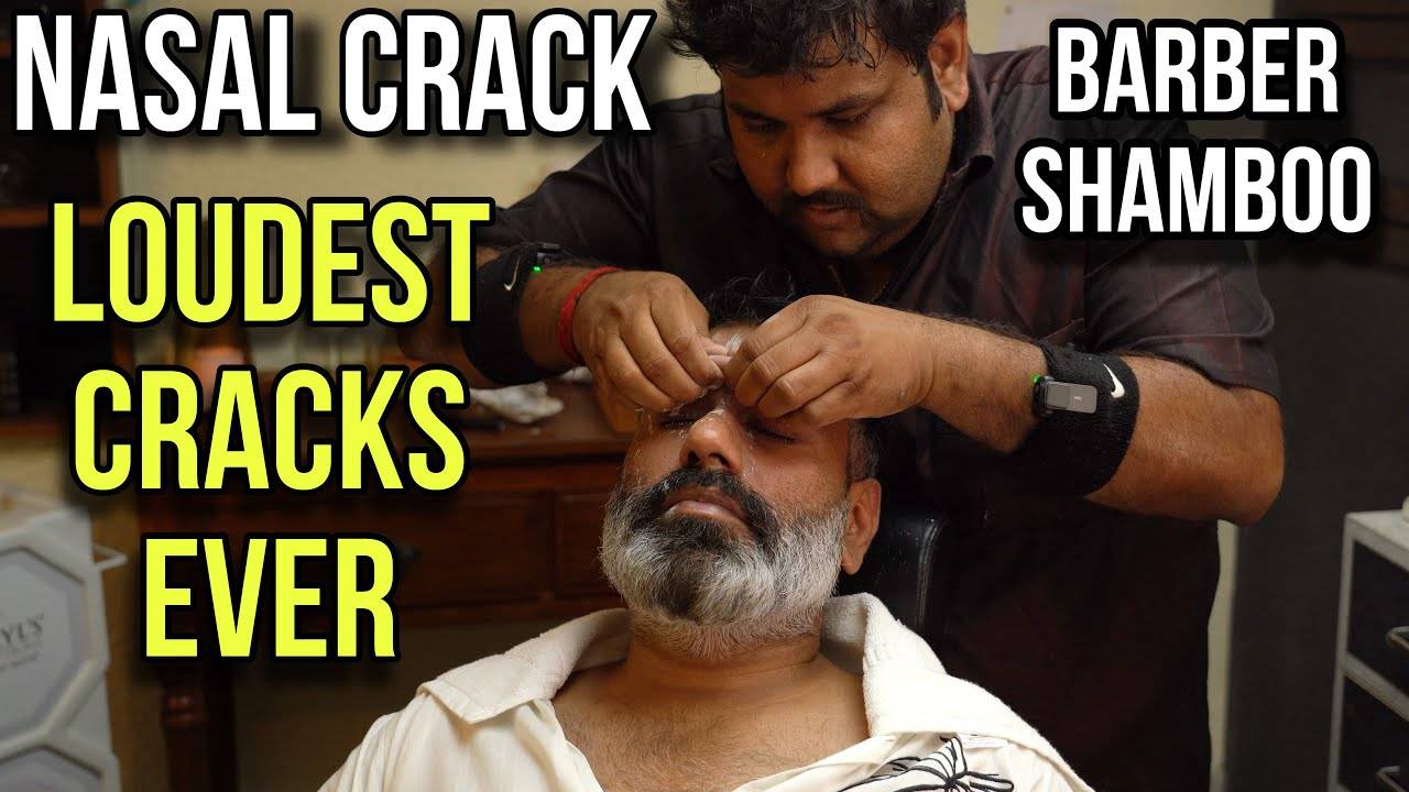 Asmr Nasal cracking, head massage, Skin, Neck cracking by Indian Barber Shamboo, Loudest cracking смотреть онлайн