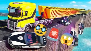 😱Эпичные похождения МЕГА длинных грузовиков😱🚨 в Бимке! Длииииинные грузовики BeamNG Drive👍