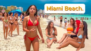 Пляж Майами-Бич. Пляжная мода. Девушки в мини-бикини. Флорида. 4K HDR (2)