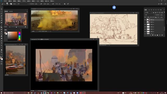 1. Harbor at Dusk Color Blocking