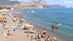 Крым Судак Центральный пляж сегодня 17 июля 2025. Какая погода в  Судаке сейчас. Обстановка на пляже