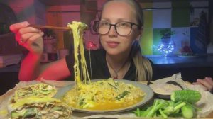 МУКБАНГ/ Чан Рамен с сыром 🍜 Домашняя Шаурма 🌯Вкусный соус 😋