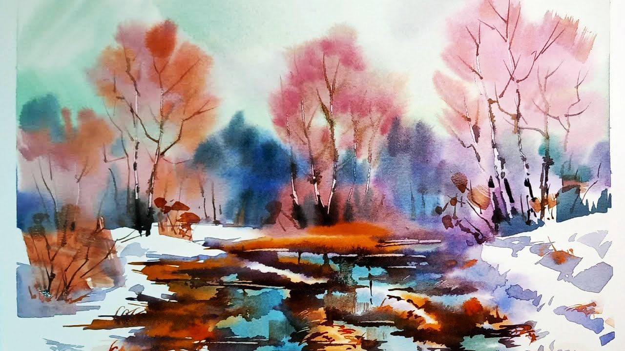 Зимние акварели художника Алексея Харитонова смотреть онлайн