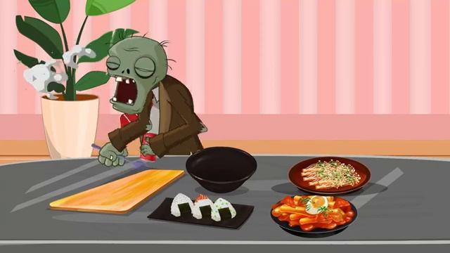 Plants vs. Zombies Animation - Zombie eating spaghetti, sushi and rice смотреть онлайн