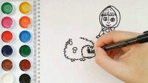 Раскраска для детей МАША И МЕДВЕДЬ. МАША. Мультик-раскраска. Учим цвета.