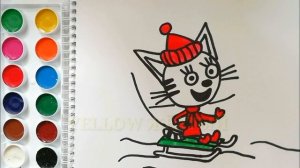 Раскраска для детей ТРИ КОТА. МАША И МЕДВЕДЬ. СБОРНИК. Мультик-раскраска. Учим цвета.