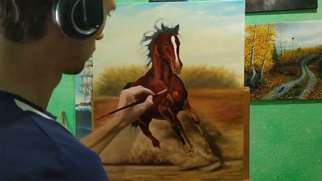 Лошадь маслом #Shorts #как нарисовать лошадь смотреть онлайн