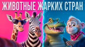 Животные для детей. Животные жарких стран - Слон, Зебра, Бегемот, Лемур, Лев, Крокодил