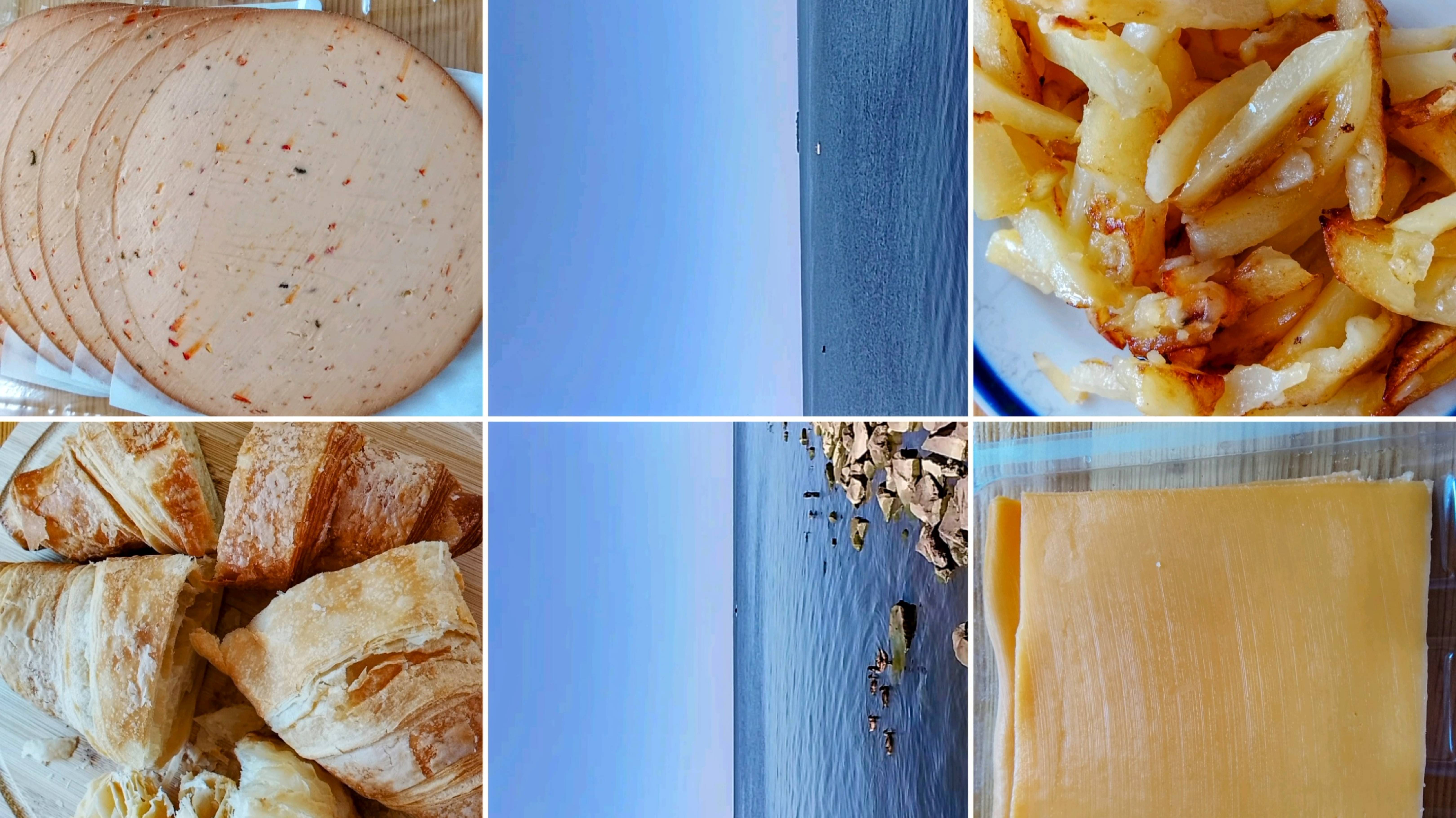 Купила сыр и выпечку.Пробую.Готовлю жаренную картошку.Делюсь красотой залива☺️❤️