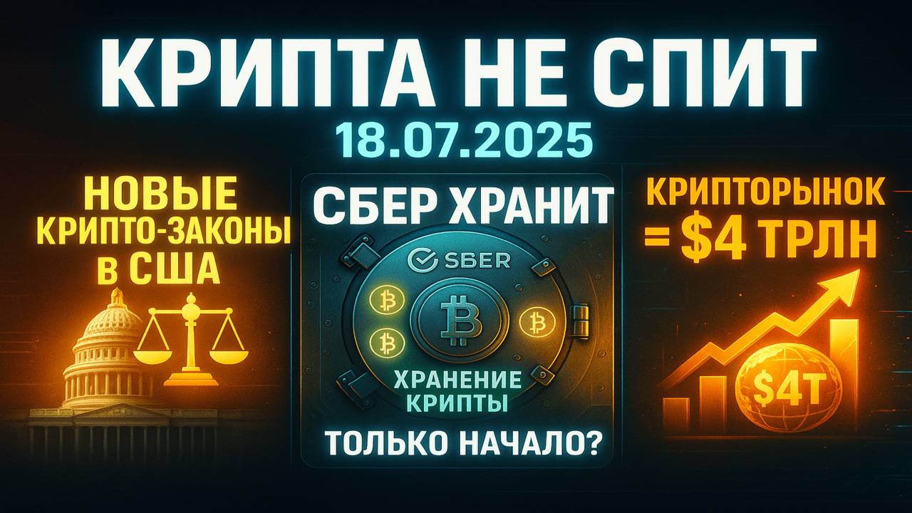КРИПТА НОВОСТИ 18.07.2025 | СБЕРБАНК И БИТКОИНЫ | НОВЫЕ КРИПТО-ЗАКОНЫ | КРИПТОРЫНОК УЖЕ $4 ТРЛН смотреть онлайн