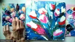 Тюльпаны мастихином