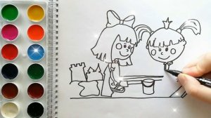 Раскраска для детей ЖИЛА БЫЛА ЦАРЕВНА. Мультик-раскраска. Учим цвета.