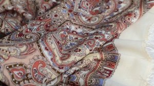 Платок шерстяной с шелковой бахромой "Русское золото", 529-8, 89x89 см #platki #beautiful #scarf