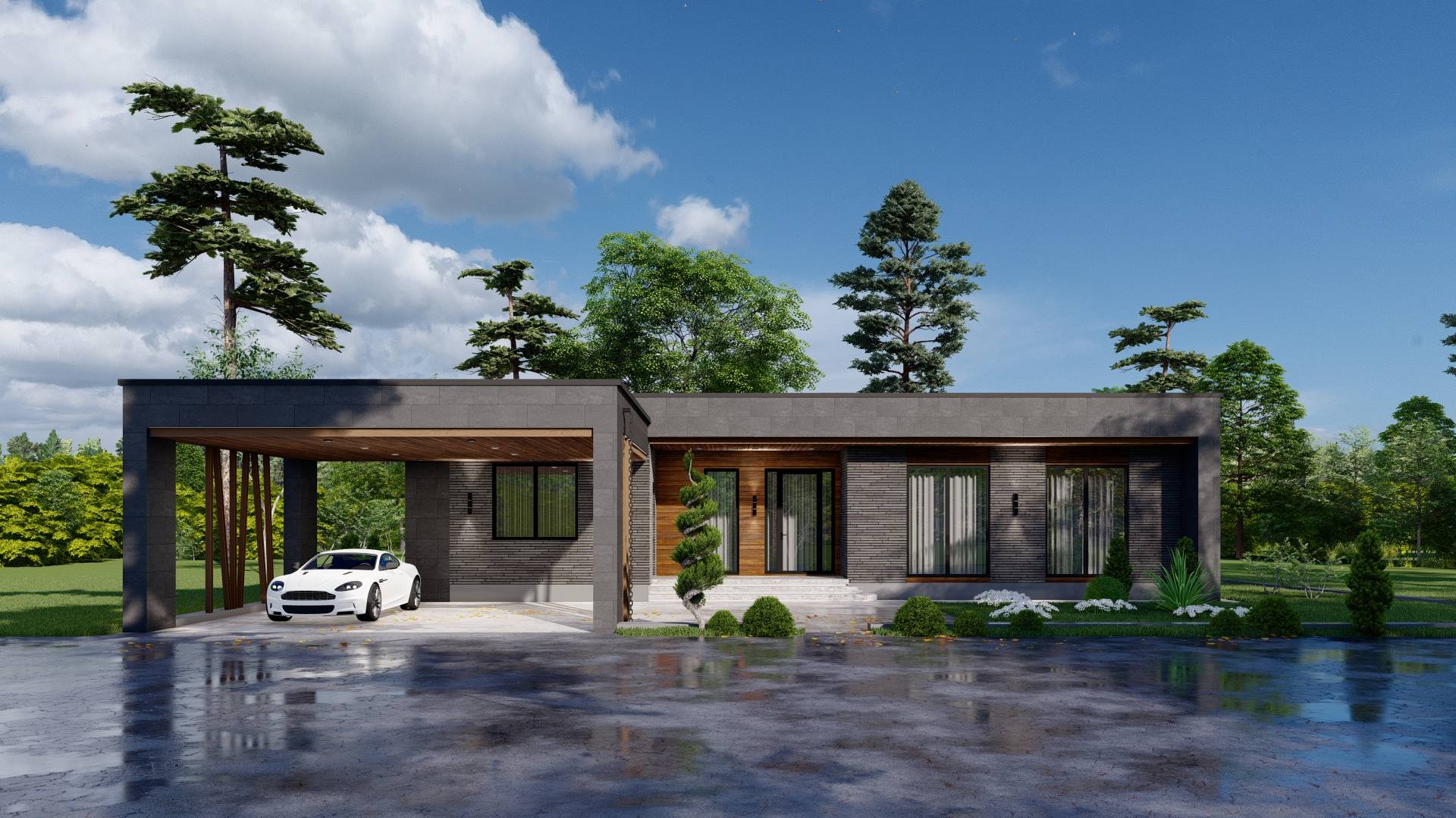 Проект одноэтажного дома с плоской кровлей смотреть онлайн