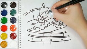 Раскраска для детей МАША И МЕДВЕДЬ. МАША и ПИНГВИН. Мультик-раскраска. Учим цвета.