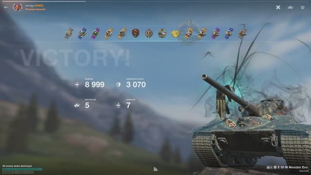 WoT Blitz. Безумный бой на E50M Monster, 9K дамага, 5 фрагов.