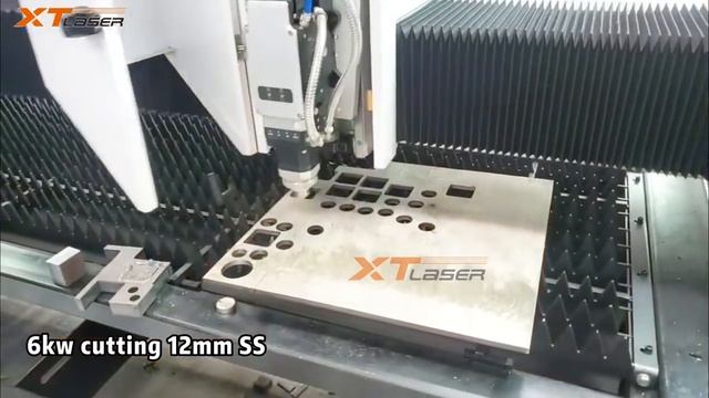 Резка нержавеющей стали толщиной 12 мм с помощью волоконного лазера XT LASER мощностью 6000 Вт смотреть онлайн