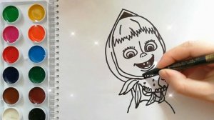 Раскраска для детей МАША И МЕДВЕДЬ. МАША. Мультик-раскраска. Учим цвета.