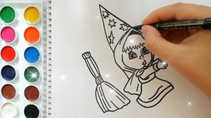 Раскраска для детей МАША И МЕДВЕДЬ. МАША. Мультик-раскраска. Учим цвета.