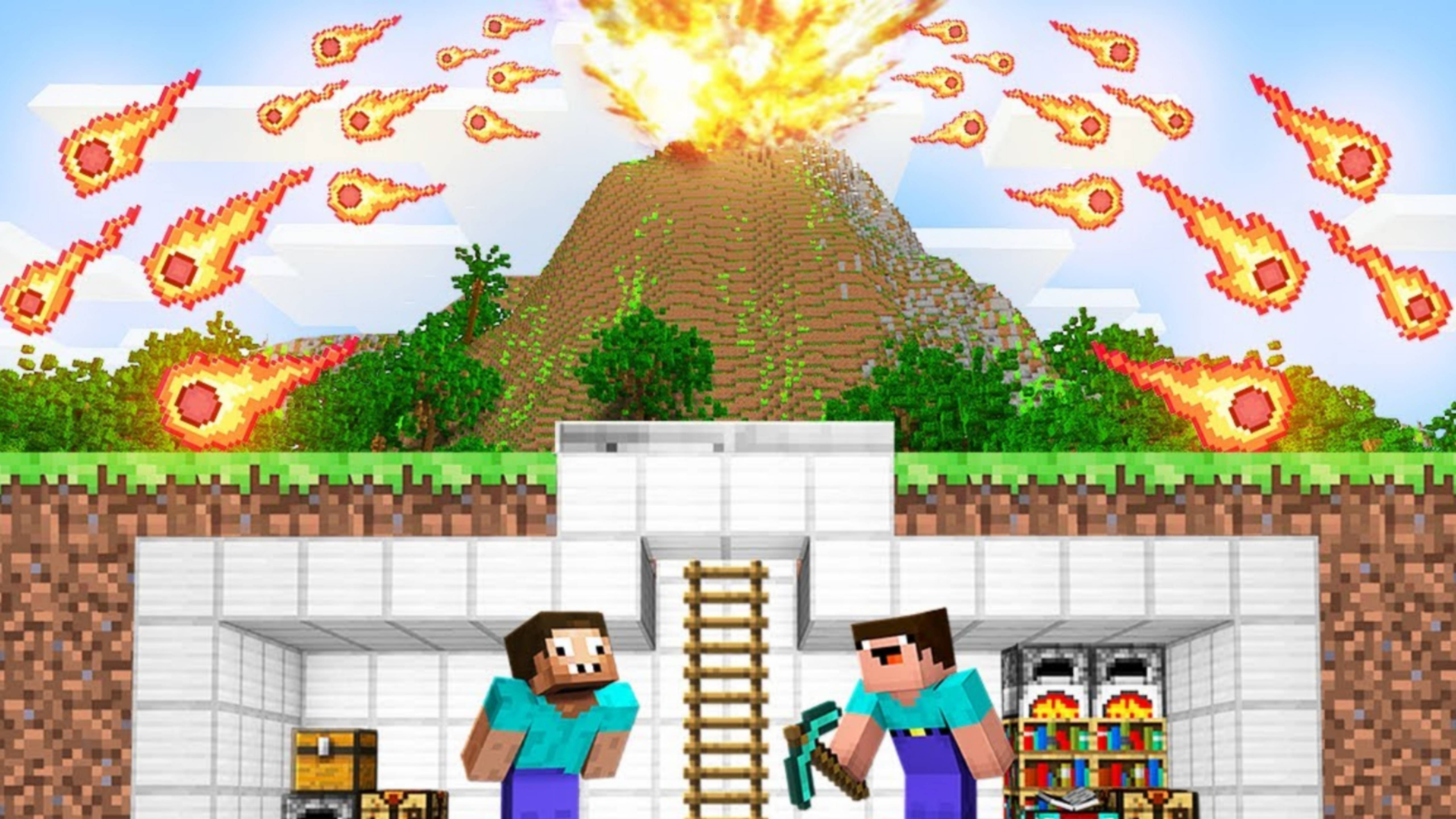 Нуб и про построили бункер от извержения вулкана в Майнкрафте DakPlay ДакПлей смотреть онлайн