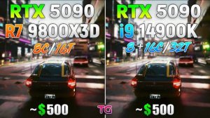 Ryzen 7 9800X3D vs Core i9 14900K - Test in 10 Games with RTX 5090
