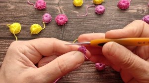 Объёмные ягодки на бурдоне Фриформ крючком