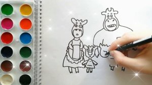 Раскраска для детей ОРАНЖЕВАЯ КОРОВА. Мультик-раскраска. Учим цвета.