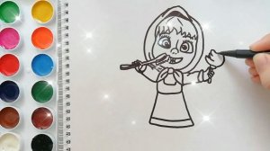 Раскраска для детей МАША И МЕДВЕДЬ. МАША ЧИСТИТ ЗУБЫ. Мультик-раскраска. Учим цвета.