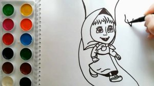 Раскраска для детей МАША И МЕДВЕДЬ. МАША. Мультик-раскраска. Учим цвета.