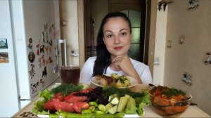 Мукбанг🧆Котлеты с молодым картофелем, соте из баклажанов🥗🍆