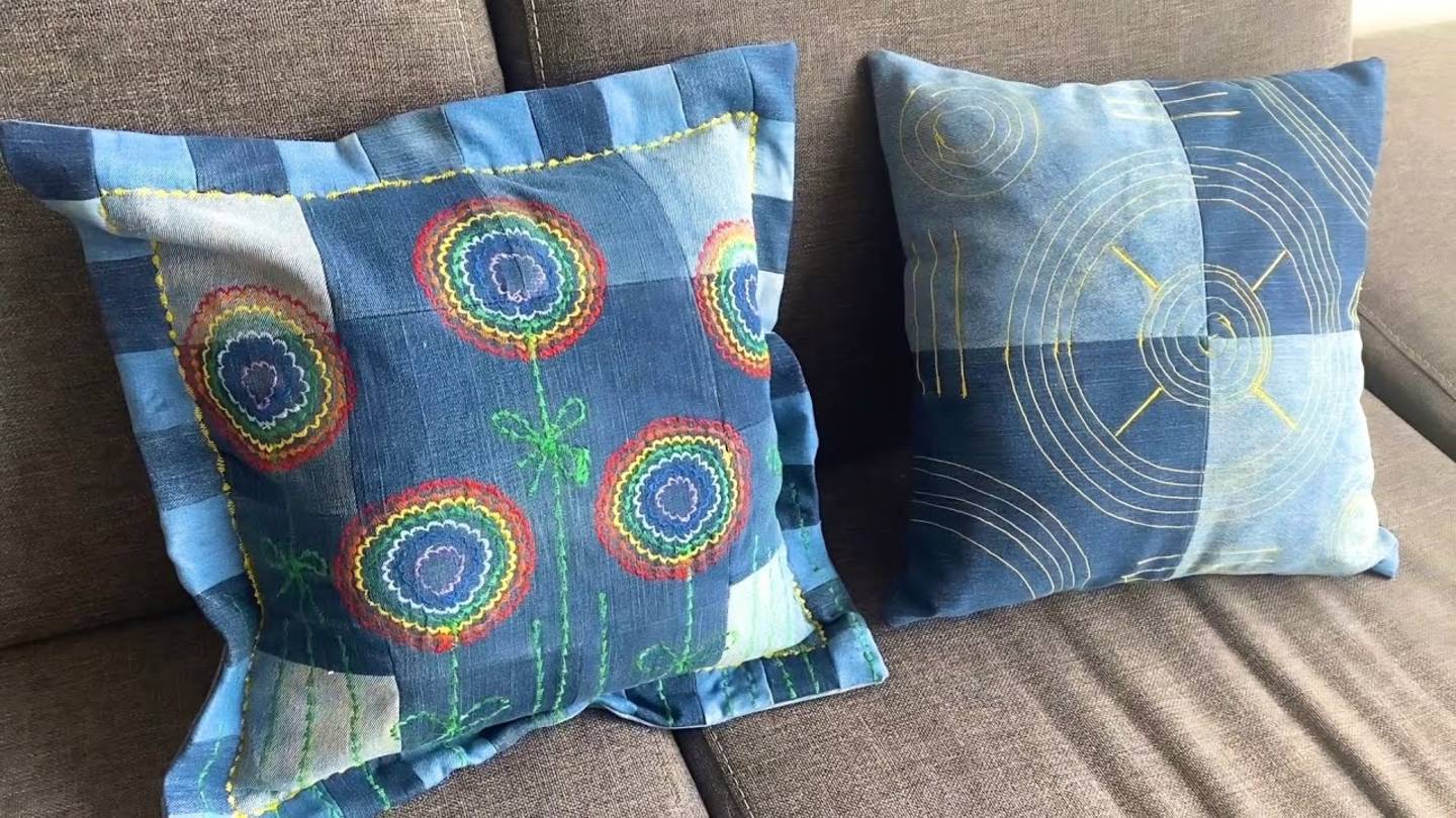 ✨Джинсовый декор для дома: стильные наволочки из старых джинс! ♻️ DIY Мастер-класс смотреть онлайн