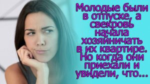 Молодые были в отпуске, а свекровь начала хозяйничать в их квартире.