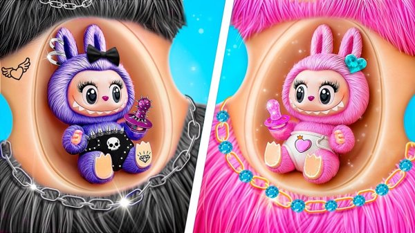 Лабубу стали мамочками! Поделки для кукол ЛОЛ в аквапарке