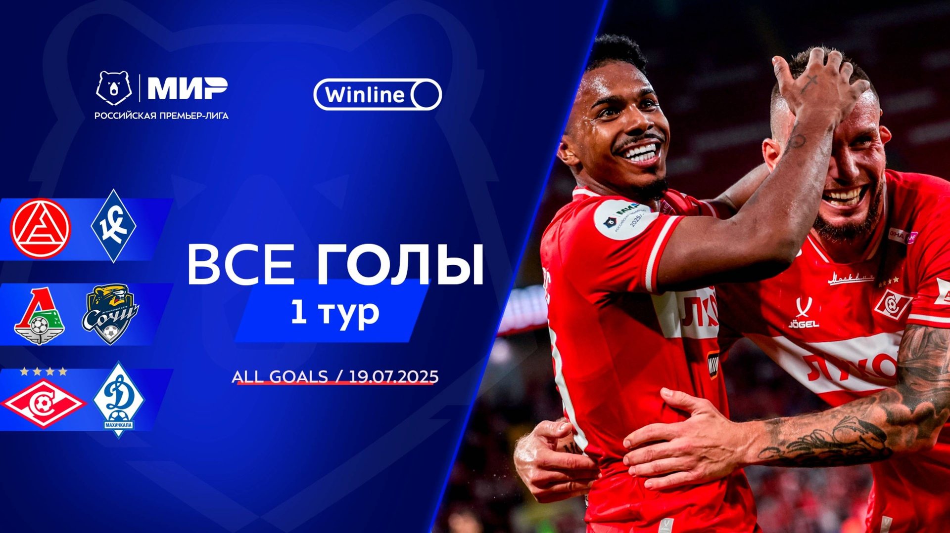 Все голы 19.07.2025 | 1 тур Мир РПЛ 2025/26 смотреть онлайн