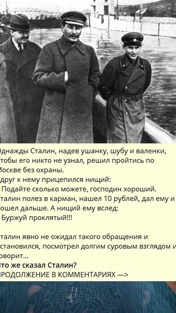 B_890_Однажды Сталин, надев ушанку, шубу и валенки, чтобы его никто не узнал_Y