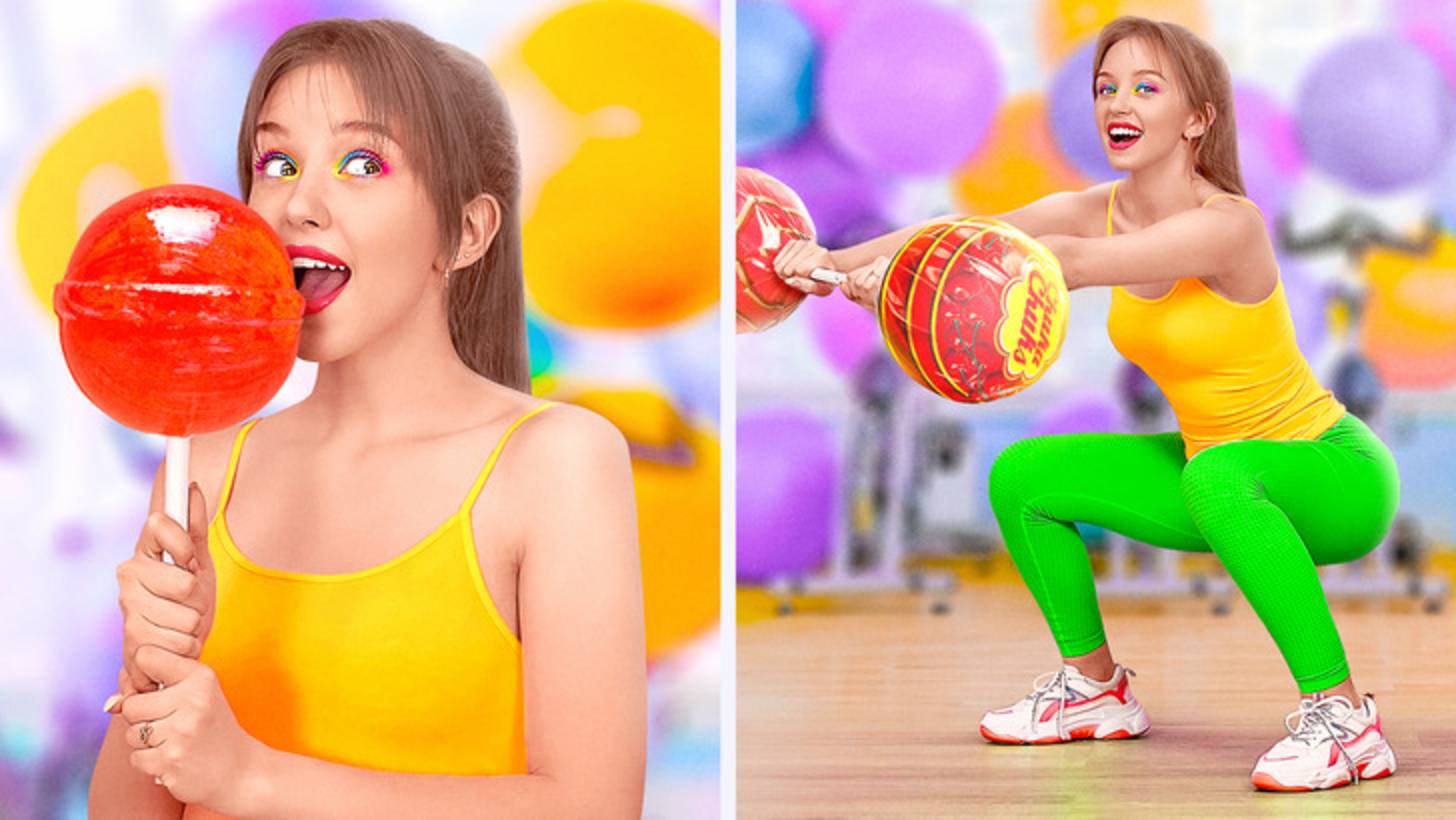 🍔 Как пронести еду в спортзал 😅 хитрые трюки от 123 GO! смотреть онлайн