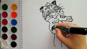 Лео и Тиг. Тиг. Тигр. Раскраска для детей. Учим цвета.