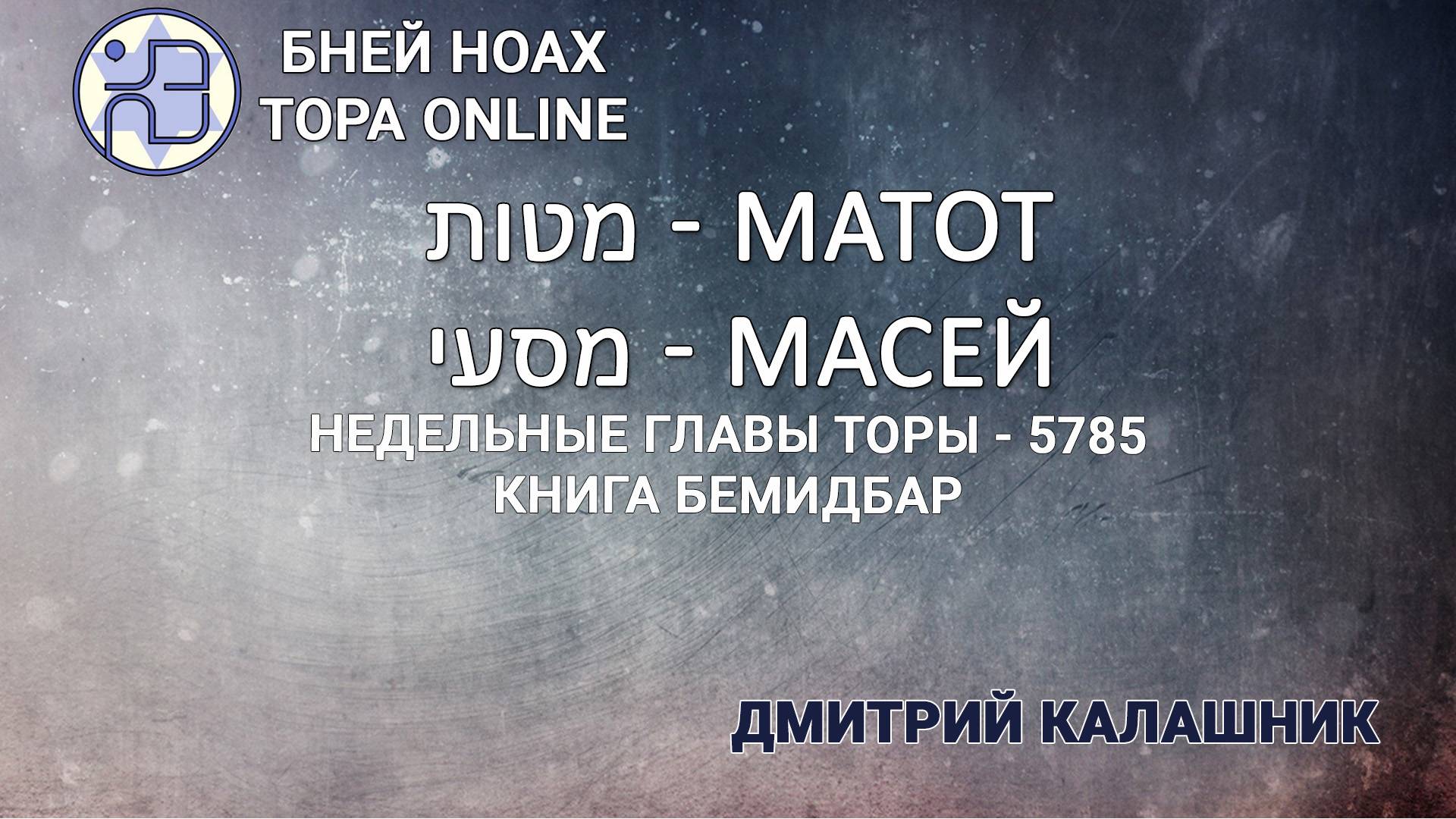 "Матот" и "Масей" 5785/2025. Недельные главы Торы - Парашат а-шавуа | Дмитрий Калашник смотреть онлайн
