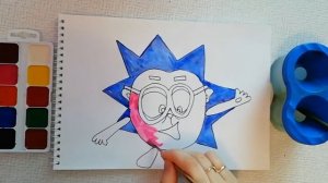 Раскраска. Смешарики. Ёжик. Нарисуй сам. Учим цвета.