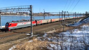 Поезда РЖД в Иркутске весной 2025 - сборник грузовых и пассажирских поездов России на Транссибе