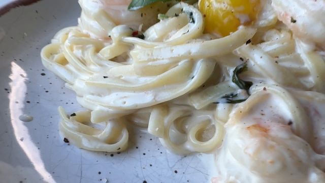 Паста с креветкой в сливочном соусе