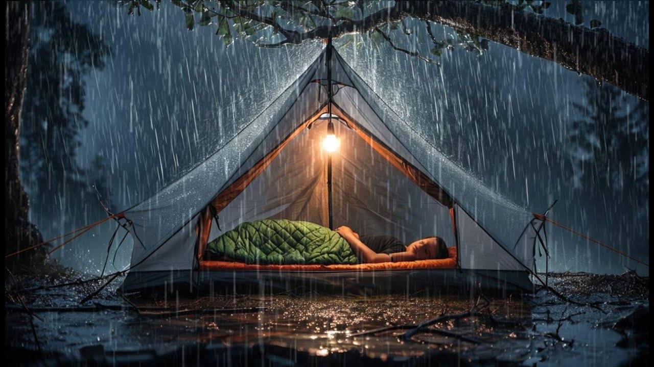 КЕМПИНГ В ОДИНОЧКУ ПОД ДОЖДЁМ И ГРОМ // ОТДЫХ В ТЕПЛОЙ ПАЛАТКЕ ПОД ДОЖДЁМ смотреть онлайн