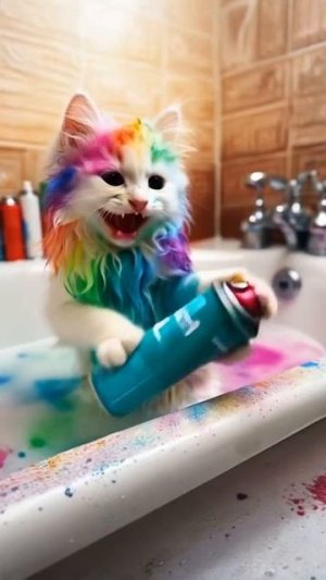 Котик из нейросети шкодит и веселится