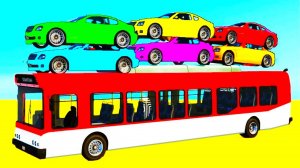 Человек-паук. Мультики про машинки. Цветные машины, бульдозеры и автобус. Мультики для детей.