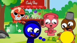 Кэнди Ном обманывает Бэби Сан, Джевина, Бруда и Теле и получает по заслугам | Спрунки