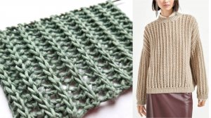 Ажурная резинка джемпера и кардигана от Кучинелли ⭐️ Мелкая сетка с объёмными вертикалями