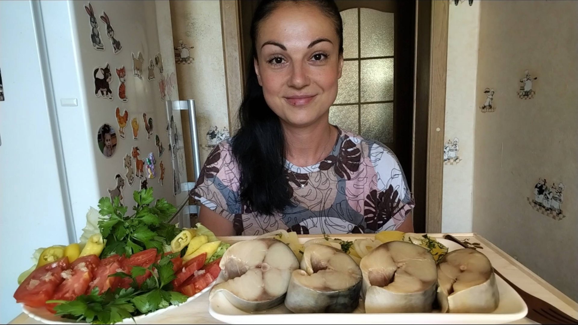 Мукбанг🐟Скумбрия с картошкой🤤🥗